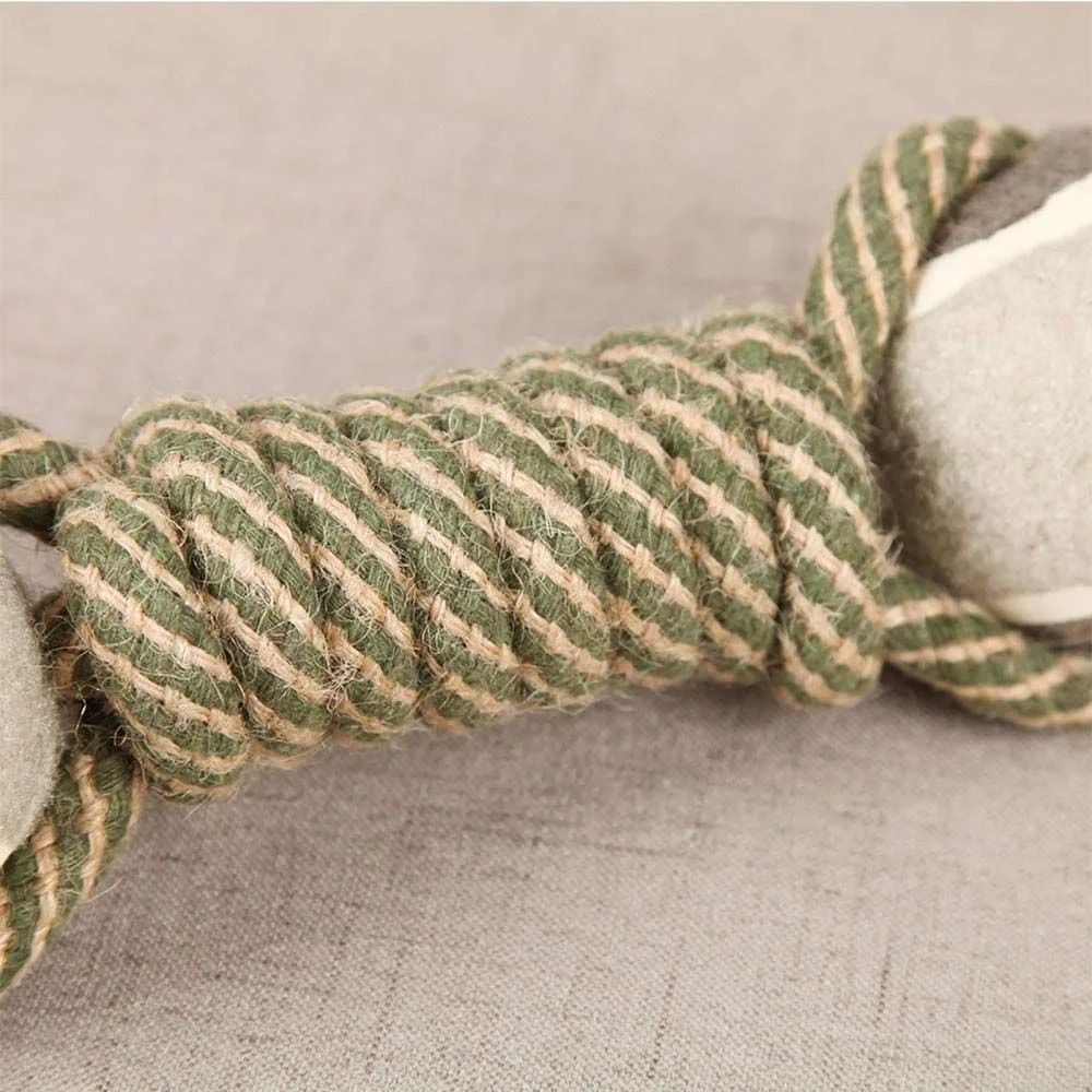 Cotton Rope With Tennis Ball Ends For Dogs