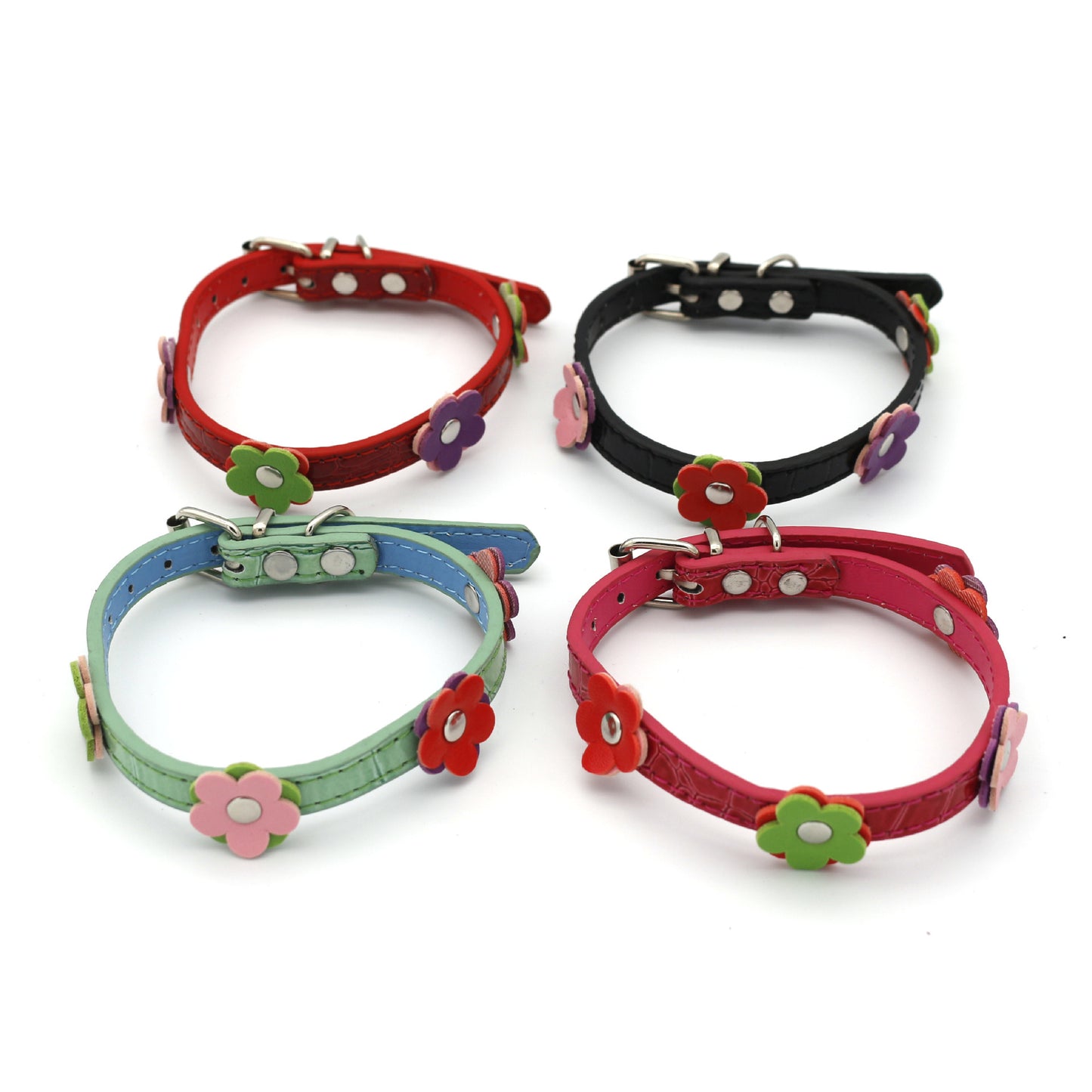 Flowered Leather Collar For Small Dogs