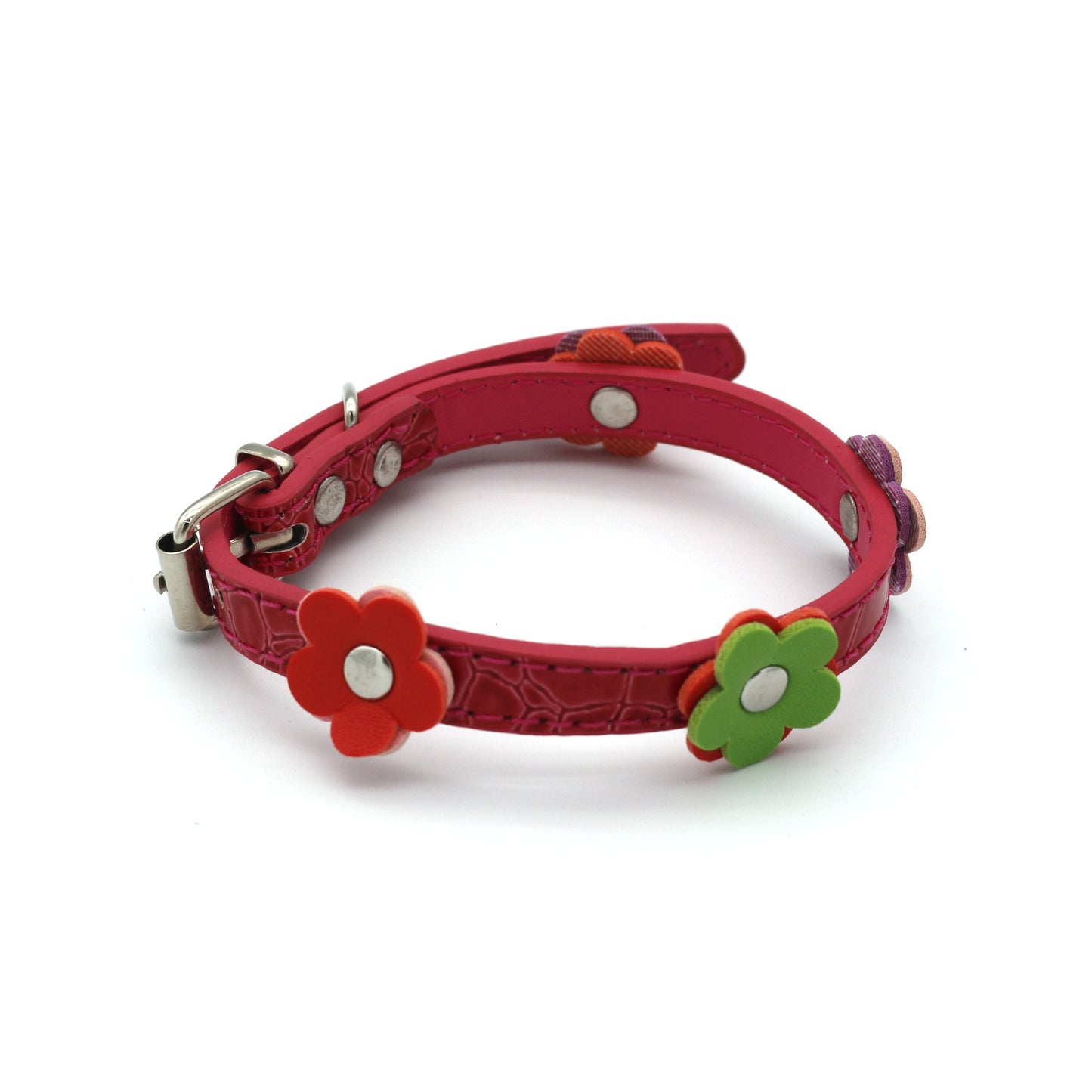 Flowered Leather Collar For Small Dogs