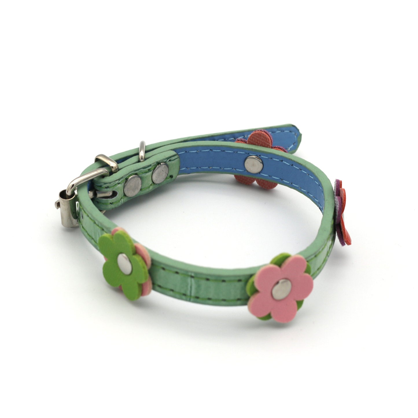 Flowered Leather Collar For Small Dogs